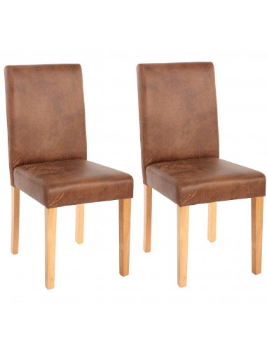 Lot de 2 chaises de salle à manger synthétique marron vieilli pieds clairs CDS04051 Dans la société mordern