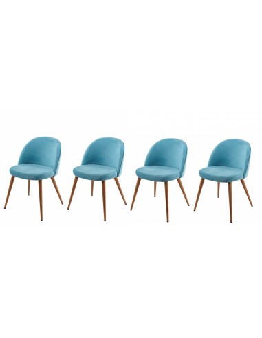 Lot de 4 chaises de salle à manger tissu velours bleu en bois style rétro CDS04519 de l' environnement