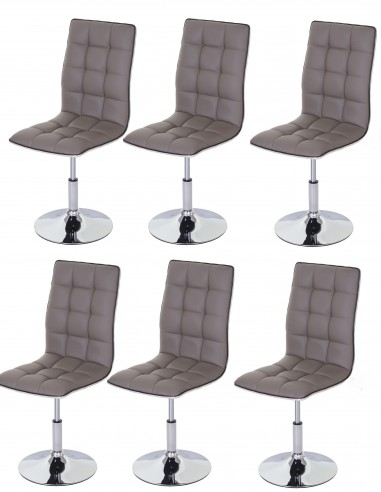 Lot de 6 chaises de salle à manger hauteur réglable en synthétique taupe CDS04294 à prix réduit toute l'année