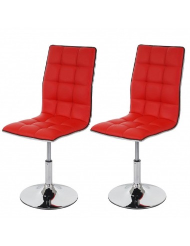 Lot de 2 chaises de salle à manger hauteur réglable en synthétique rouge CDS04076 du meilleur 