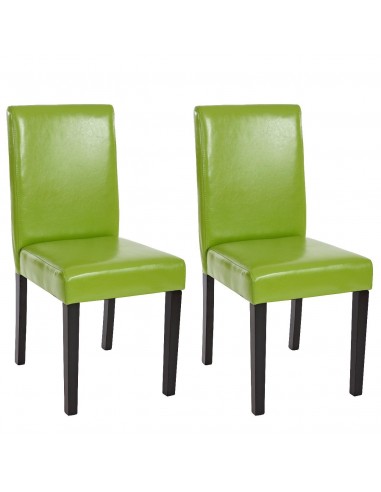 Lot de 2 chaises de salle à manger synthétique vert pieds foncés CDS04032 outlet