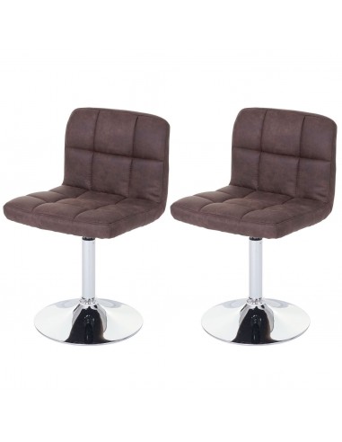 Lot de 2 chaises de salle à manger imitation daim marron pivotante CDS04099 d'Europe débarque