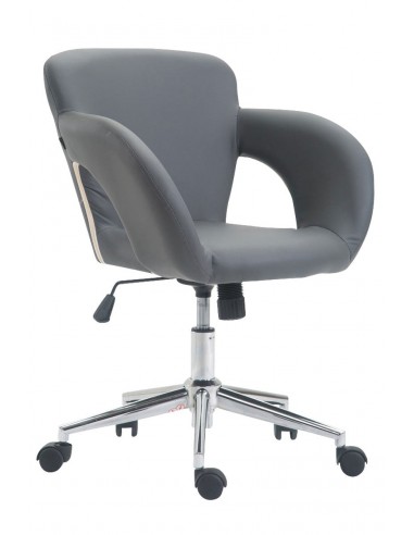 Fauteuil chaise de bureau en synthétique gris avec accoudoirs hauteur réglable BUR10345 soldes