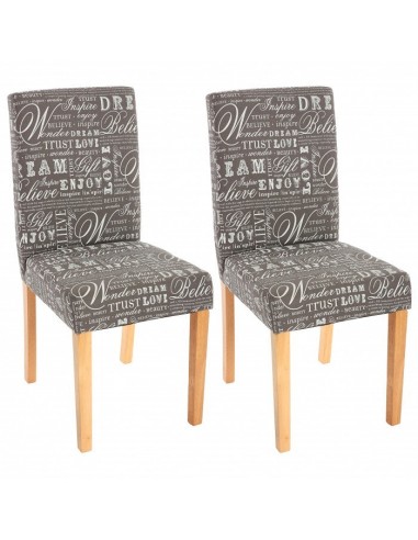 Lot de 2 chaises de salle à manger en tissu imprimé gris pieds clairs CDS04019 Jusqu'à 80% De Réduction