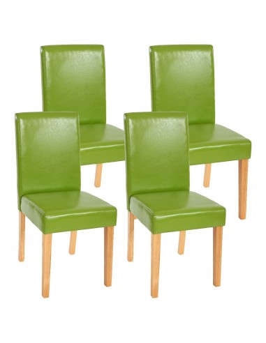 Lot de 4 chaises de salle à manger synthétique vert pieds clairs CDS04131 ou a consommer sur place