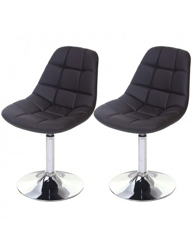 2x chaises de salle à manger en synthétique marron pied chromé pivotant CDS04420 brillant des détails fins