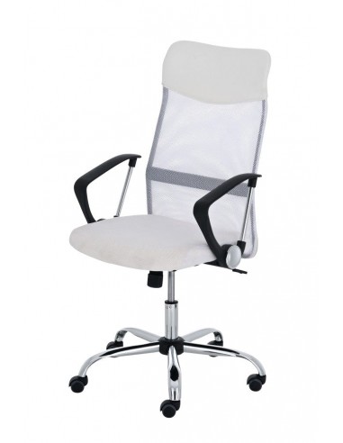 Fauteuil chaise de bureau en maille blanc avec 5 roulettes BUR10022 pas chere