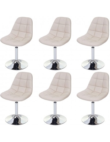 6x chaises de salle à manger en synthétique crème pied chromé pivotant CDS04621 les muscles