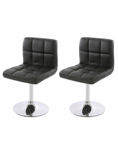 Lot de 2 chaises fauteuils de salle à manger en synthétique noir CDS04068 Pour