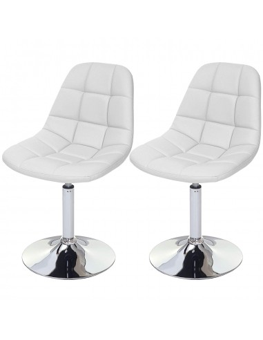 2x chaises de salle à manger en synthétique blanc pied chromé pivotant CDS04425 Le MVP de beaucoup