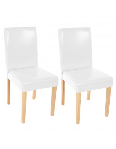 Lot de 2 chaises de salle à manger synthétique blanc pieds clairs CDS04047 ou a consommer sur place