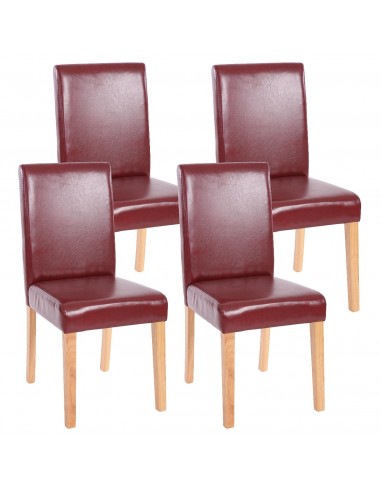 Lot de 4 chaises de salle à manger synthétique rouge/brun pieds clairs CDS04134 offre 