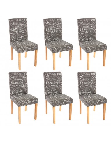 Lot de 6 chaises de salle à manger en tissu imprimé gris pieds clairs CDS04219 Profitez des Offres !