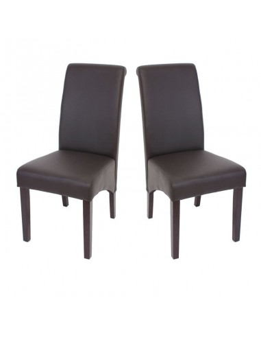 Set de 2 chaises de salle à manger en synthétique marron mat pieds foncés CDS04025 Le MVP de beaucoup