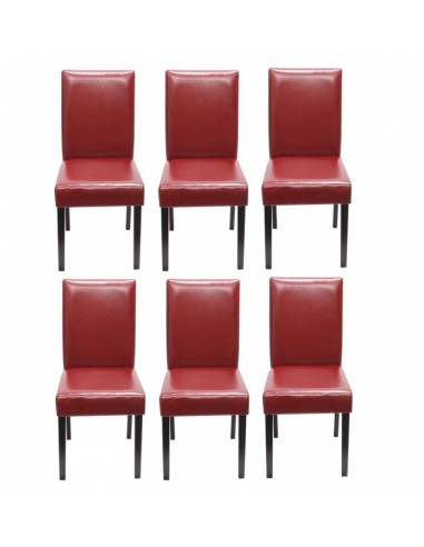 Lot de 6 chaises de salle à manger synthétique rouge pieds foncés CDS04244 français