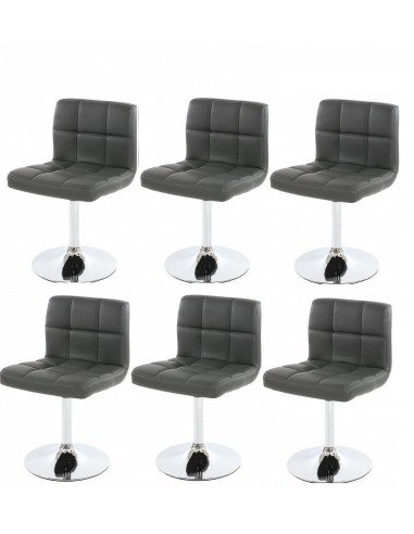 Lot de 6 chaises fauteuils de salle à manger en synthétique gris CDS04267 hantent personnes