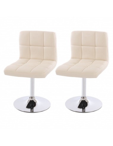 Lot de 2 chaises fauteuils de salle à manger en synthétique crème CDS04066 2023