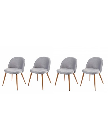 Lot de 4 chaises de salle à manger tissu velours gris clair en bois style rétro CDS04518 d'Europe débarque