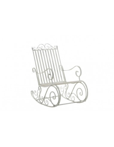 Chaise fauteuil à bascule rocking chair pour jardin en fer blanc vieilli MDJ10104 les ligaments