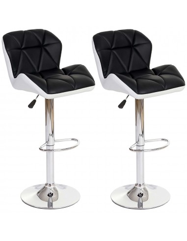 Lot de 2 tabourets de bar avec repose-pieds synthétique anthracite et blanc TAB04020 Paris Déstockage Promo