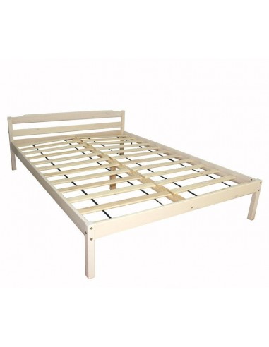 Lit adulte 2 personnes en bois blanc 140 x 200 cm avec sommier à lattes LIT06020 basket pas cher