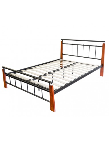 Lit adulte 2 personnes en métal et bois 140 x 200cm avec sommier à lattes LIT06029 pour bénéficier 