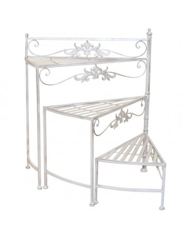 Support à fleurs en escalier étagère en métal blanc/crème vieilli style vintage ETA05021 Le MVP de beaucoup