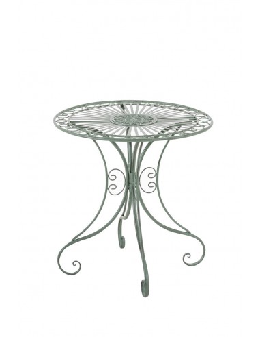 Table de jardin en fer forgé diamètre Ø 70 cm vert vieilli MDJ10053 pas cheres