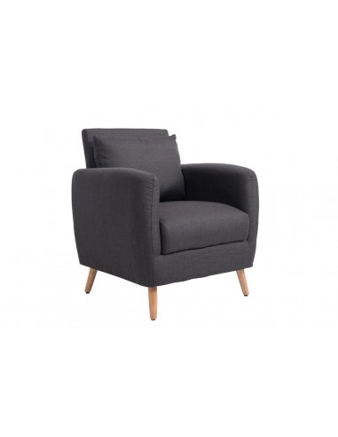 Fauteuil rembourré avec accoudoir et coussin en tissu gris foncé FAL10022 Dans la société mordern