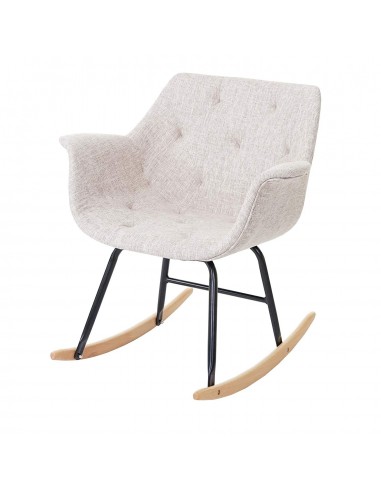 Fauteuil à bascule rocking chair relax avec accoudoirs en tissu crème/gris FAB04016 destockage