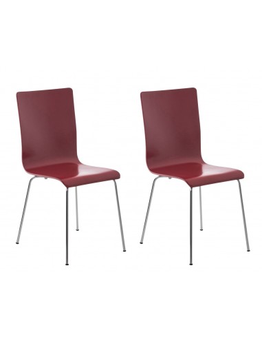 Lot de 2 chaises de cuisine en bois rouge et métal CDS10061 d'Europe débarque