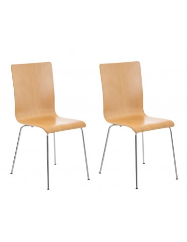 Lot de 2 chaises de cuisine en bois nature et métal CDS10069 pas cher