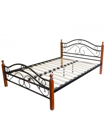 Lit adulte 2 personnes en métal et bois 160 x 200cm avec sommier à lattes LIT06040 de votre