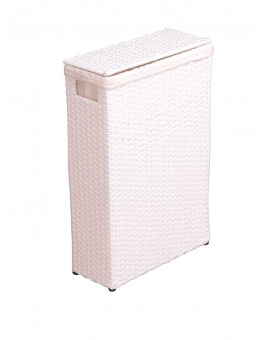 Panier à linge en poly-rotin blanc avec tissu de protection DEC05037 en ligne