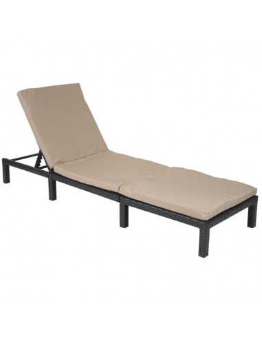 Transat chaise longue de jardin en poly-rotin anthracite coussin  MDJ04130 Véritable concentré