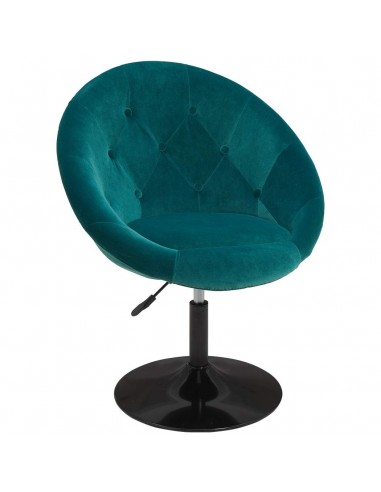 Fauteuil oeuf capitonné design tissu velours chaise bureau pivotant vert bleu FAL09072 basket pas cher