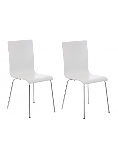 Lot de 2 chaises de cuisine en bois blanc et métal CDS10062 soldes