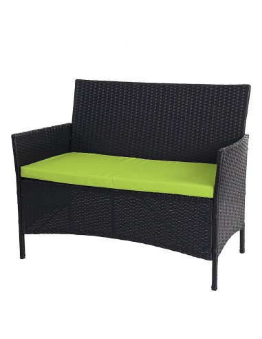 Banc de jardin banquette en polyrotin anthracite chiné avec coussin gris MDJ04135 l'évolution des habitudes 