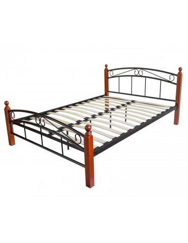 Lit adulte 2 personnes en métal et bois 140 x 200cm avec sommier à lattes LIT06035 store