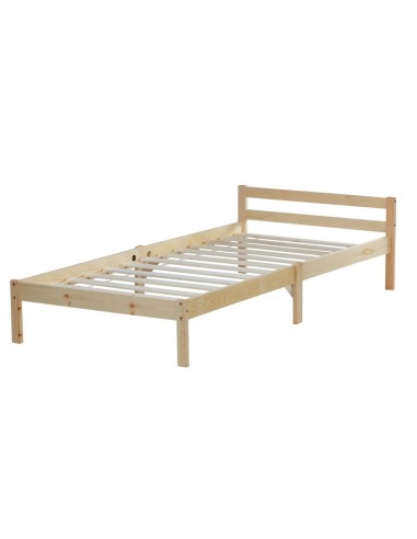 Lit simple 1 personne 90 x 200cm en bois massif avec sommier à lattes LIT06165 de la marque