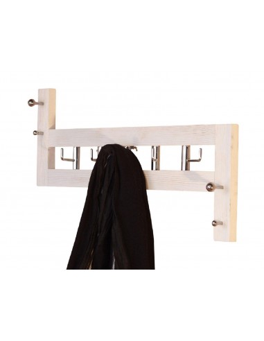 Porte-manteau mural en bois vieilli blanc 25x60x8cm MED05047 la colonne vertébrale