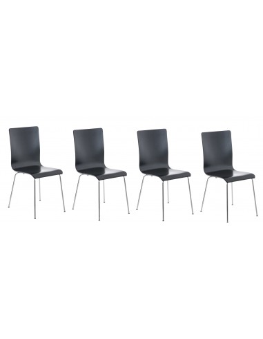 Lot de 4 chaises de cuisine en bois noir et métal CDS10167 pas cher