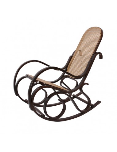 Fauteuil à bascule rocking chair couleur noyer rotin FAB04001 chez Cornerstreet bien 