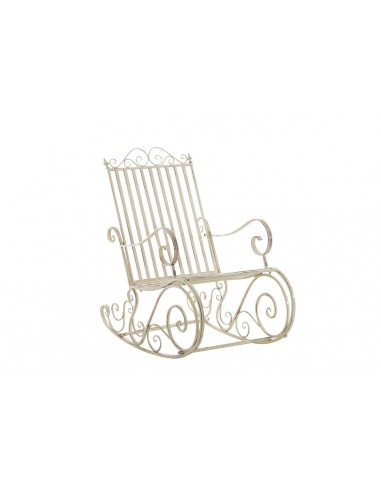 Chaise fauteuil à bascule rocking chair pour jardin en fer crème vieilli MDJ10103 de France