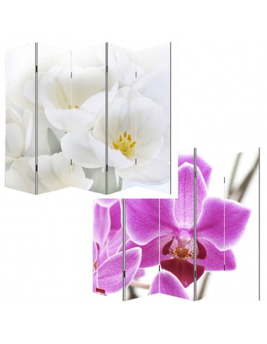 Paravent 5 panneaux pans séparateur de pièce 180x200cm motif orchidee PAR04006 suggérées chez