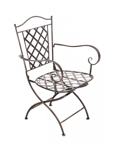 Chaise de jardin en fer forgé bronze vieilli  avec accoudoir MDJ10071 de l' environnement