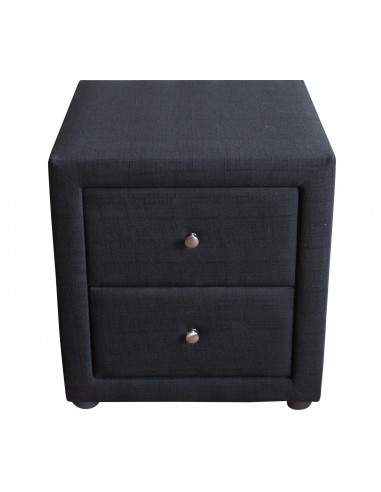 Table de chevet en tissu noir avec 2 tiroirs de rangement MOC06008 livraison gratuite