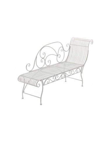 Banc de jardin banquette design en fer forgé blanc vieilli dossier côté droit 156x46 cm MDJ10190 prix pour 