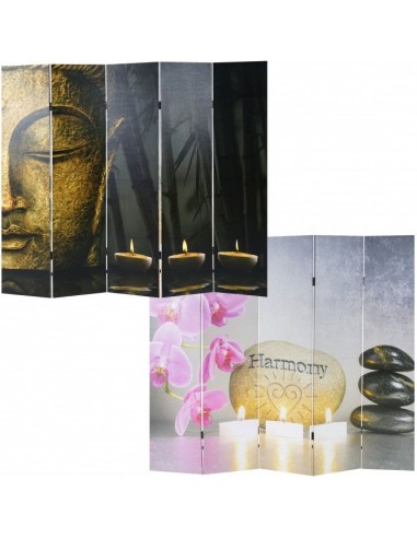 Paravent 5 panneaux pans recto bouddha verso harmony 180x200cm PAR04023 la chaussure