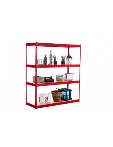 Etagère galvanisée pour charges lourdes en métal 4 niveaux rouge 160x60x180cm ETA10074 Les magasins à Paris